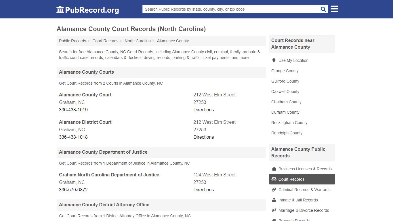 Free Alamance County Court Records (North Carolina Court ...